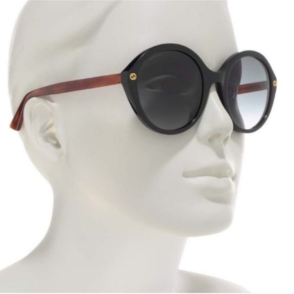 Gucci GG0023S 003 Acetate Oval Sunglasses Black/Gold - Picture 3 of 12